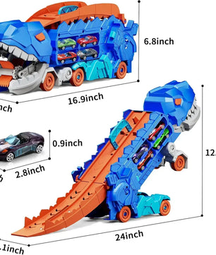 Dinosaur Toy Truck with Foldable Sliding Race Track