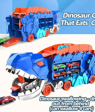 Dinosaur Toy Truck with Foldable Sliding Race Track