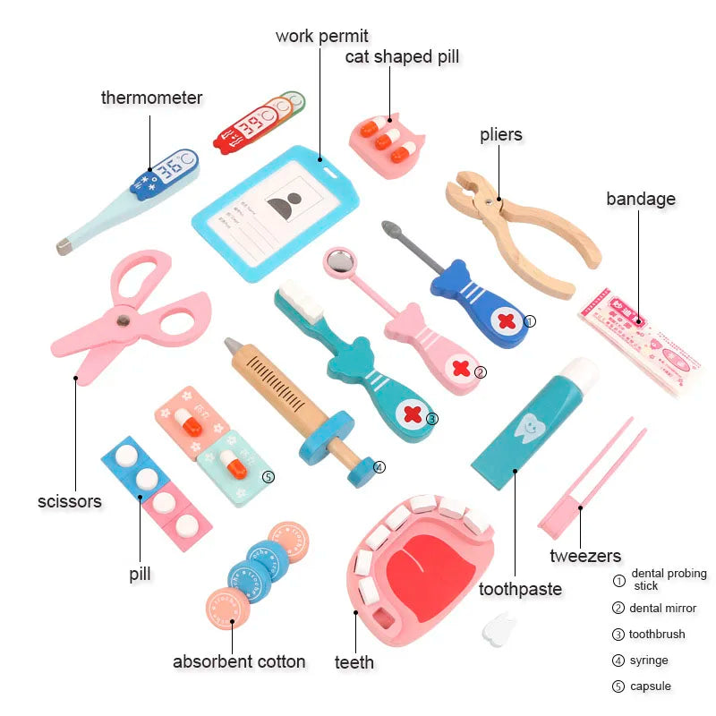 Wooden Pretend Play Doctor Kit