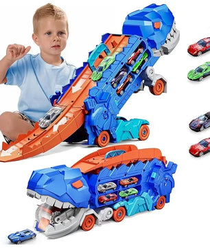 Dinosaur Toy Truck with Foldable Sliding Race Track