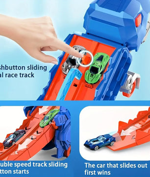 Dinosaur Toy Truck with Foldable Sliding Race Track