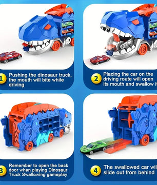 Dinosaur Toy Truck with Foldable Sliding Race Track
