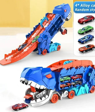 Dinosaur Toy Truck with Foldable Sliding Race Track